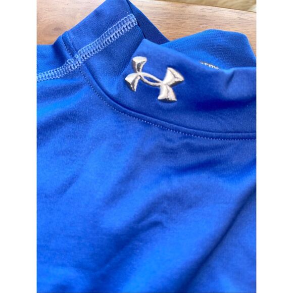 HeatGear®Men's Compression Mock Long Sleeve, Blue, Size Large - Picture 3 of 5